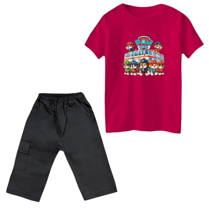 ست تی‌شرت و شلوارک پسرانه مدل سگ نگهبان کد 1