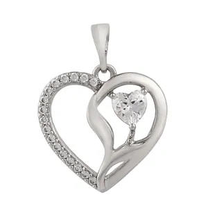 آویز گردنبند زنانه ژوپینگ مدل قلب و گل نگینی کد TP 329