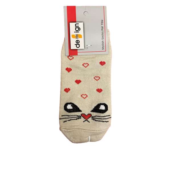 جوراب ساق کوتاه دخترانه مدل گربه کد 505 