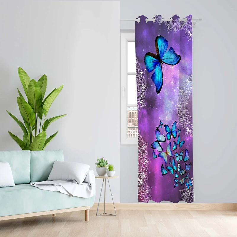 پرده طرح پروانه مدل مخمل پانچی کد 5221L z سایز 140x200 سانتی متر