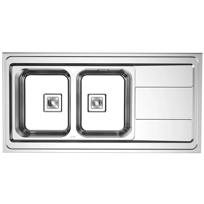 سینک ظرفشویی استیل روکار دو لگنه آلتون مدل SR1204L