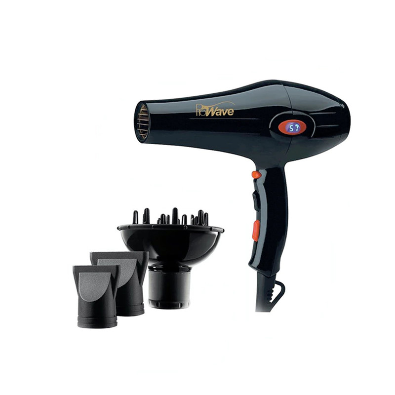 سشوار حرفه‌ای پروویو مدل PW-3111، موتور AC با توان مصرفی 2300 وات، دارای قابلیت باد سرد، فناوری تولید یون، صفحه نمایش، با حالت حجم‌دهنده و صاف‌کننده، وزن 700 گرم، تنظیم حرارت 3 حالته و کنترل سرعت 2 حالته، به همراه سری متمرکزکننده پهن و باریک