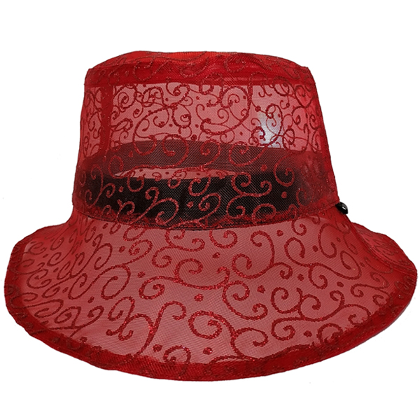 کلاه زنانه مدل باکت توری رنگ قرمز