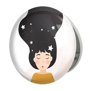 آینه جیبی خندالو طرح دخترونه مدل تاشو کد 6081 