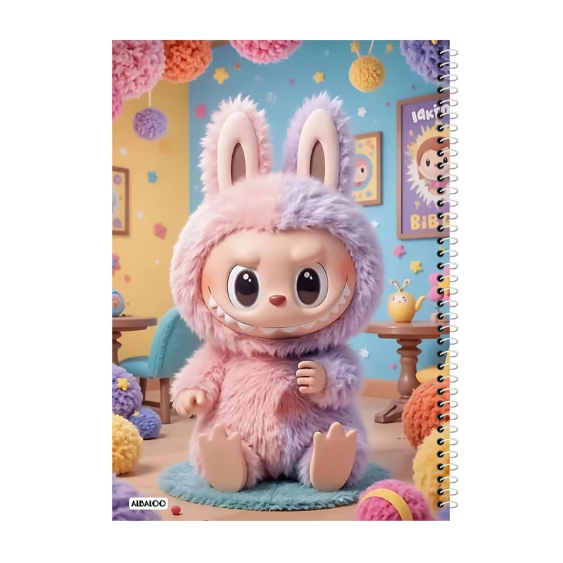 دفتر مشق 100 برگ آلبالو طرح عروسک لبوبو کد 2367 