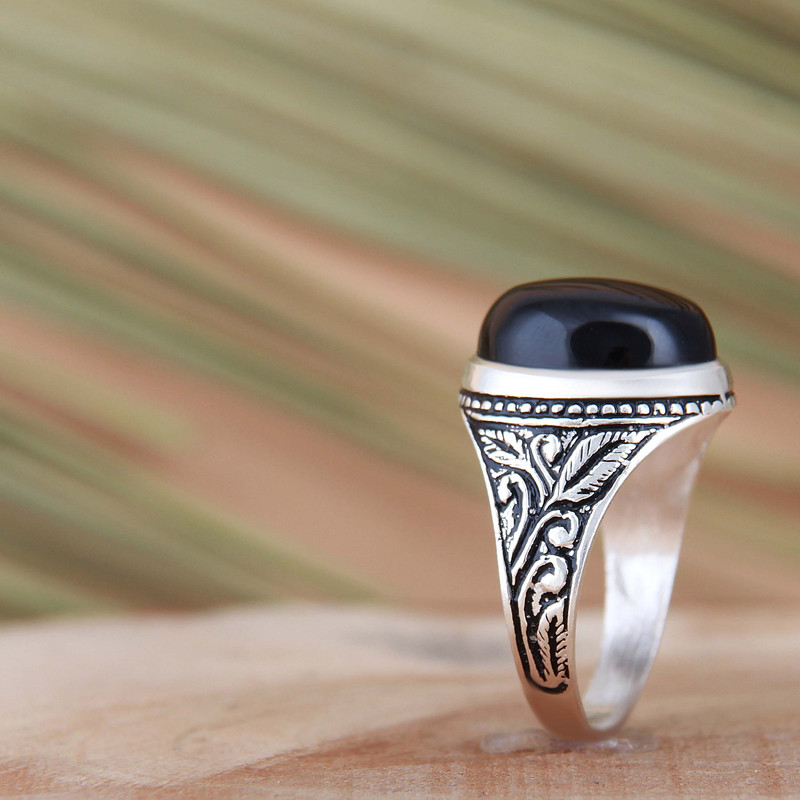 انگشتر نقره مردانه بازرگانی میلادی مدل رکاب سیلندری عقیق کد AM_4293