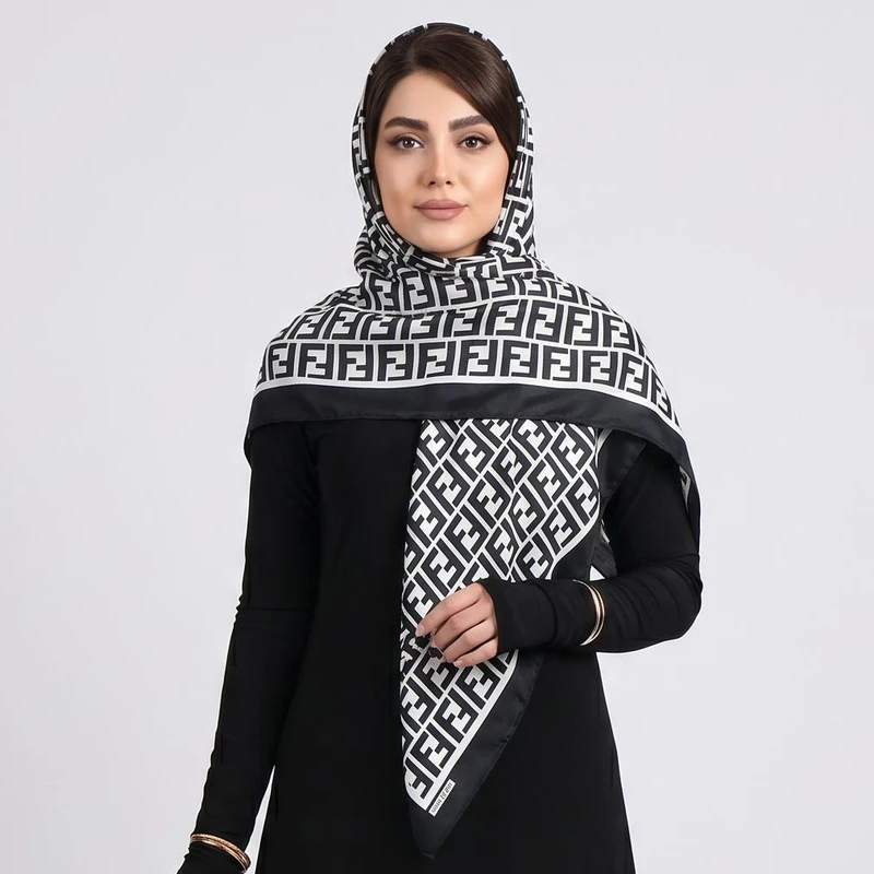 روسری زنانه مدل ابریشم طرح هندسی کد ab406