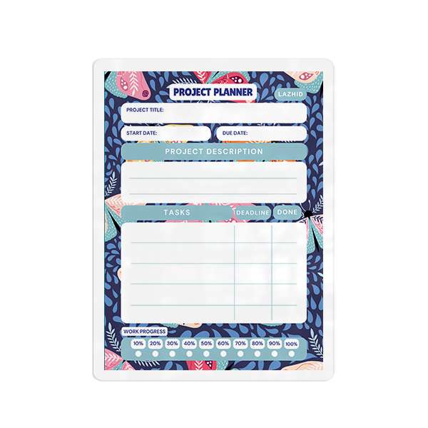 تخته وایت برد لاژید مدل پلنر پیشرفت پروژه کد PL04 سایز 20*30 سانتی متر