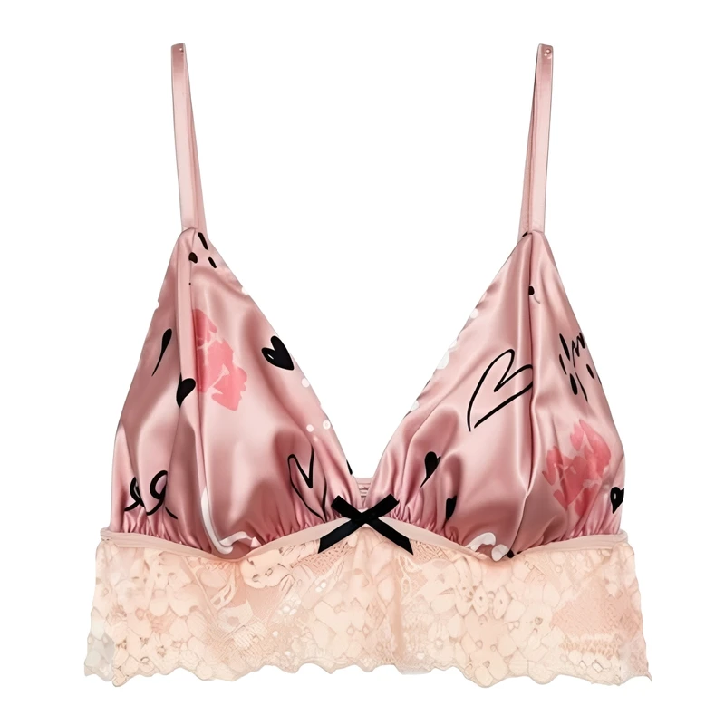 نیم‌تنه زنانه مدل بندی ساتن طرح قلبی