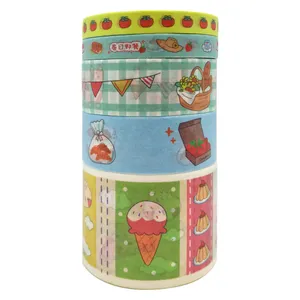 چسب نواری مدل واشی طرح بستنی عرض 3 سانتی متر بسته 5 عددی