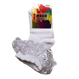 جوراب دخترانه مدل لبه تور دار wdt