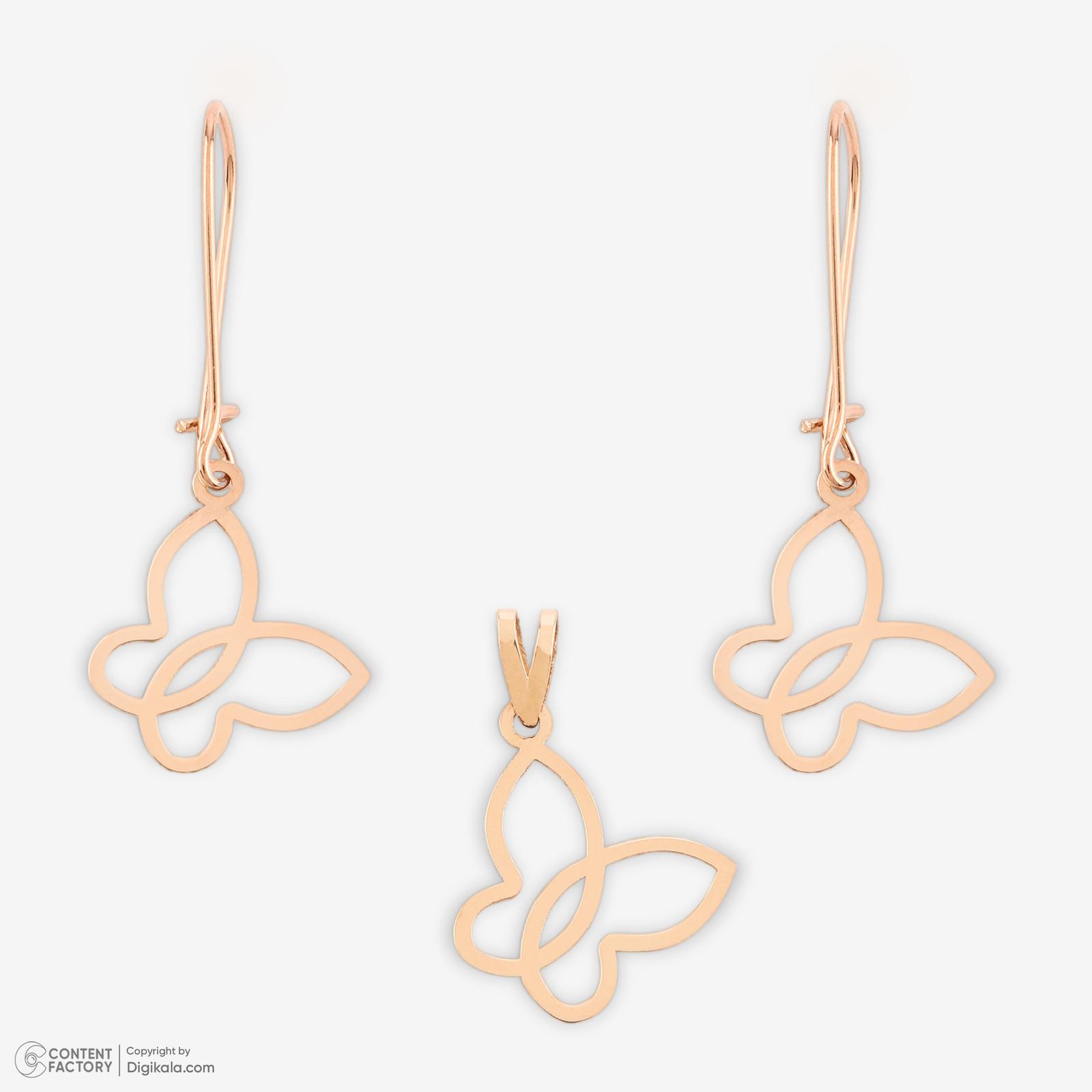 نیم ست طلا 18 عیار زنانه حافا گلد مدل پروانه کد nim14 -  - 11