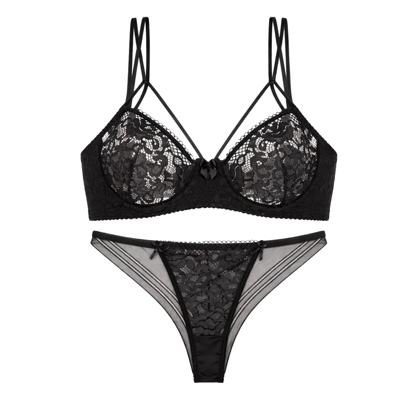 ست شورت و سوتین زنانه بارون مدل دانتل هارنس دار کد K2-001