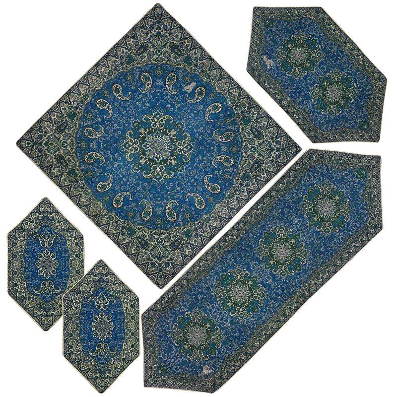 ست 5 تکه رومیزی ترمه مدل شاه نسترن کد AS5-5