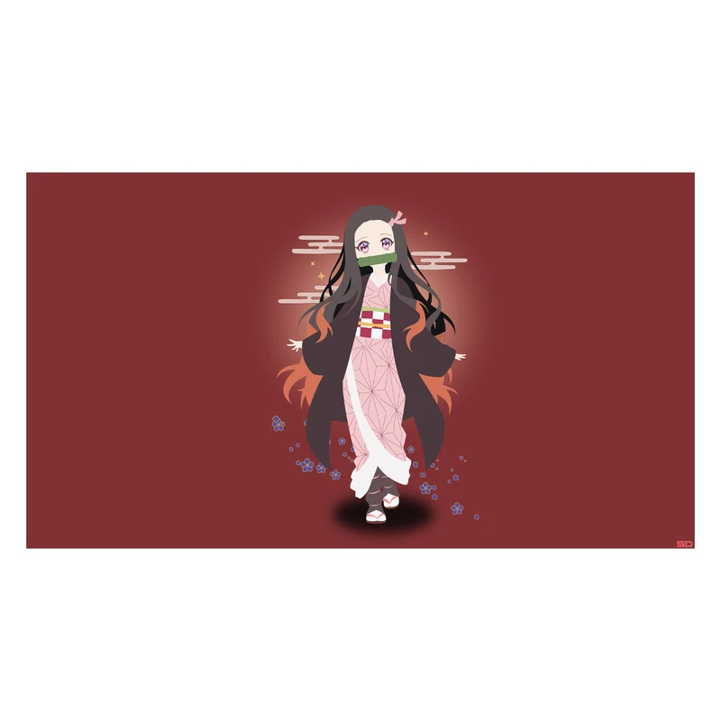 استیکر لپ تاپ و موبایل مدل انیمه طرح شیطان کش نزوکو کامادو demon slayer nezuko kamado کد 214