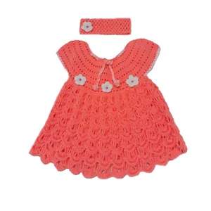 ست سارافون و هدبند بافتنیدخترانه مدل شکوفه