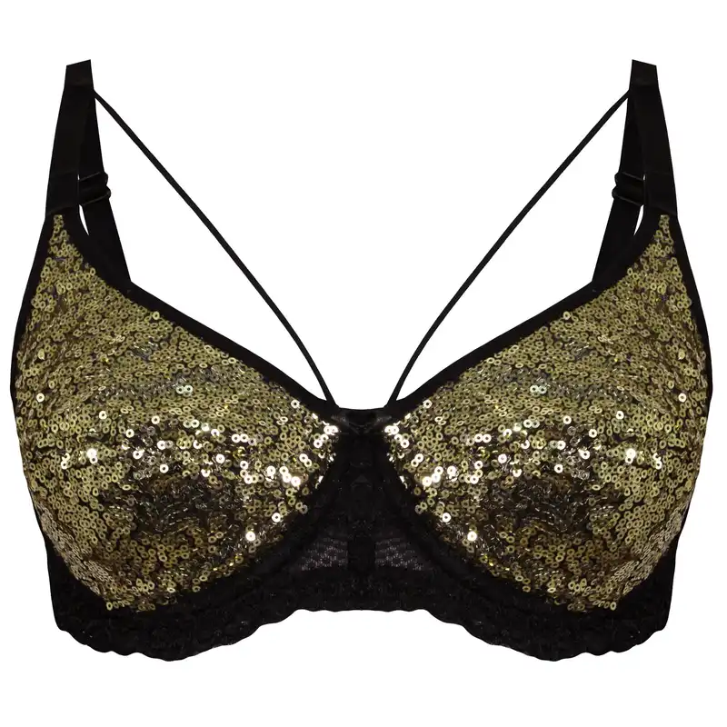 سوتین زنانه ایزابلا مدل پولکی هارنس فنردار کد 4459-07 رنگ طلایی