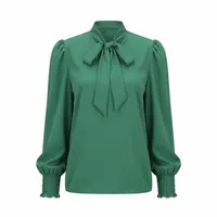 بلوز آستین تا روی شانه یقه کراواتی زنانه مدل ساده