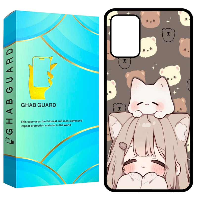 کاور قاب گارد طرح دختر و گربه مدل GCHPA324 مناسب برای گوشی موبایل سامسونگ Galaxy A32 4G 