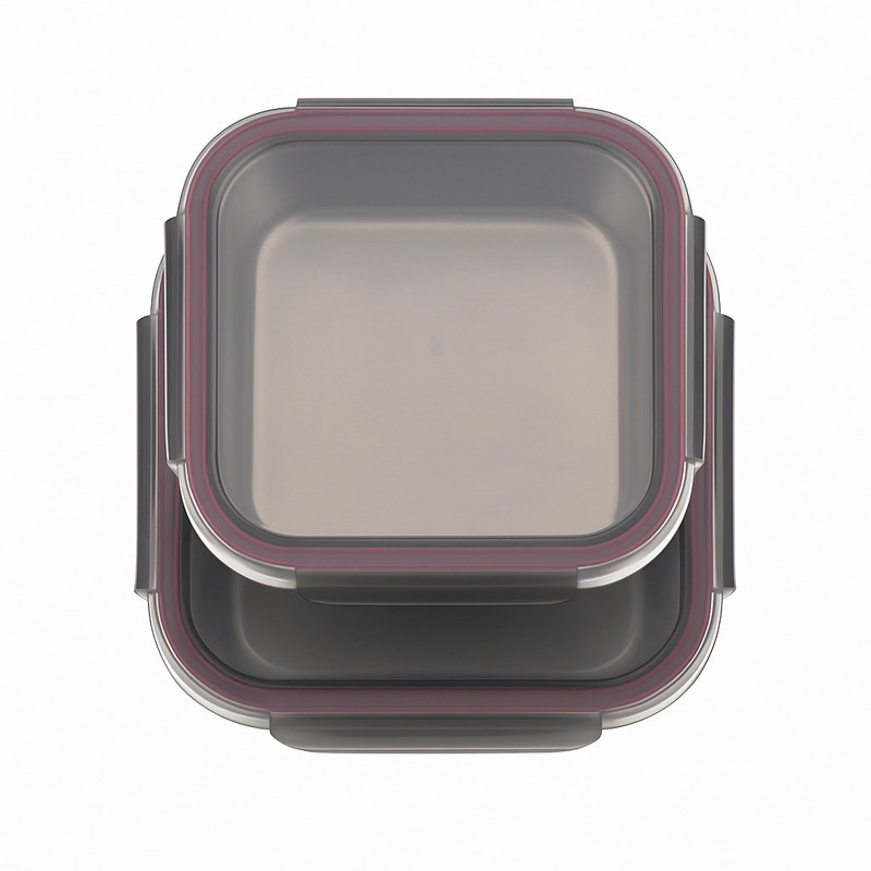 ظرف نگهدارنده مربع مدل استیل درب دار کد RA25 مجموعه 3 عددی