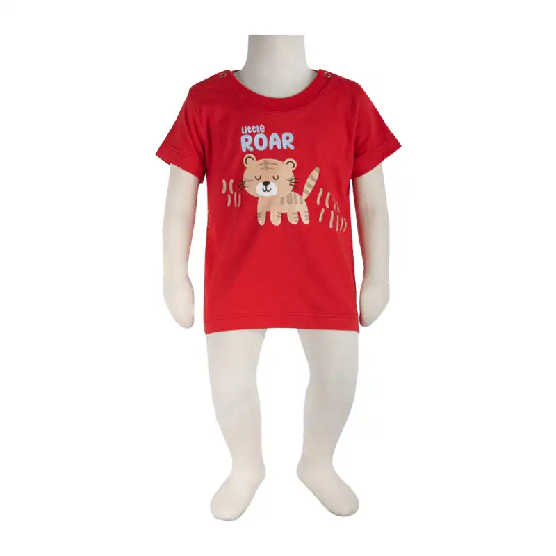 تی شرت آستین کوتاه نوزادی آدمک مدل تایگر کد 140019 رنگ قرمز
