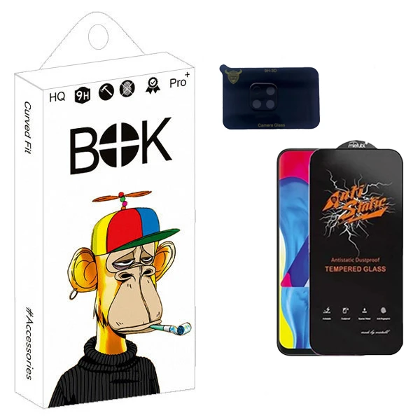 محافظ صفحه نمایش بوک مدل Antistatic Touch مناسب برای گوشی موبایل موبایل سامسونگ Galaxy A10 به همراه محافظ لنز دوربین 3D