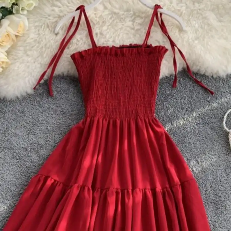 پیراهن ساحلی زنانه مدل تابستانی رنگ قرمز