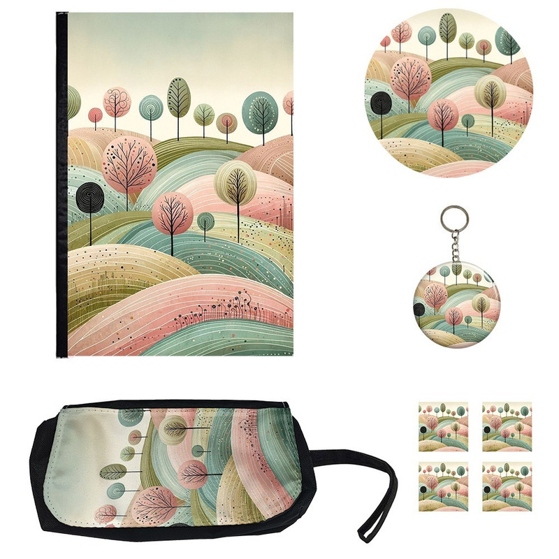 بسته لوازم تحریر مدل جنگل و درختان مینیمال کد 1 مجموعه 8 عددی