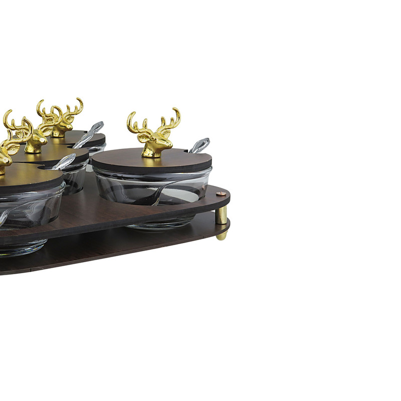 بستنی خوری 5 پارچه طرح گوزن کد 1588 به همراه استند