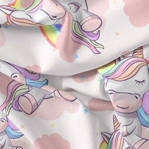 پارچه ملحفه پارچه باما مدل مخمل نوزادی  طرح  یونیکورن کد 5011388