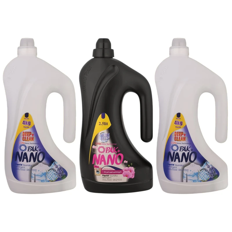 مایع لباسشویی و مشکین شوی نانو پاک مدل 1x3 حجم 2500 میلی لیتر بسته 3 عددی