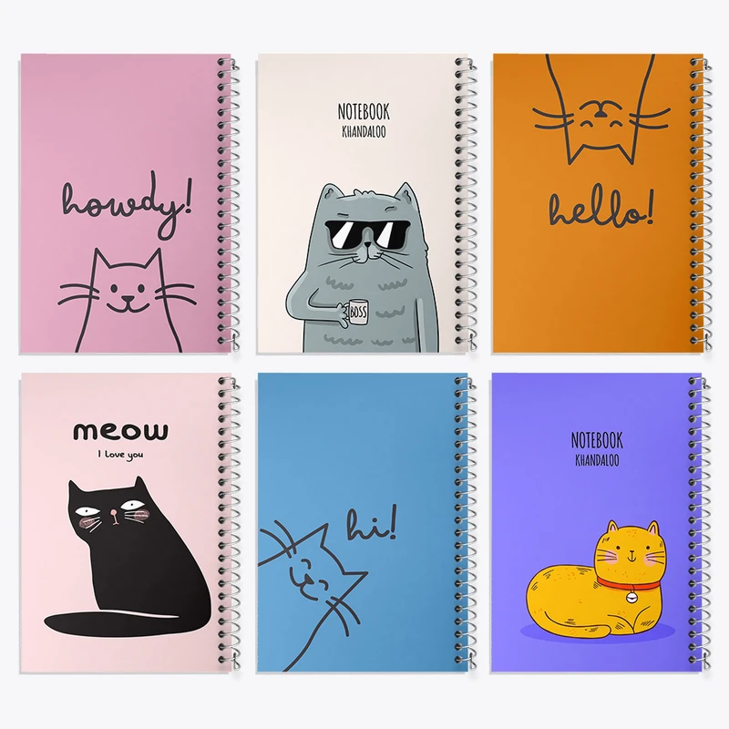 دفتر نقاشی 50 برگ خندالو طرح گربه (Cat) کد 121 مجموعه 6 عددی