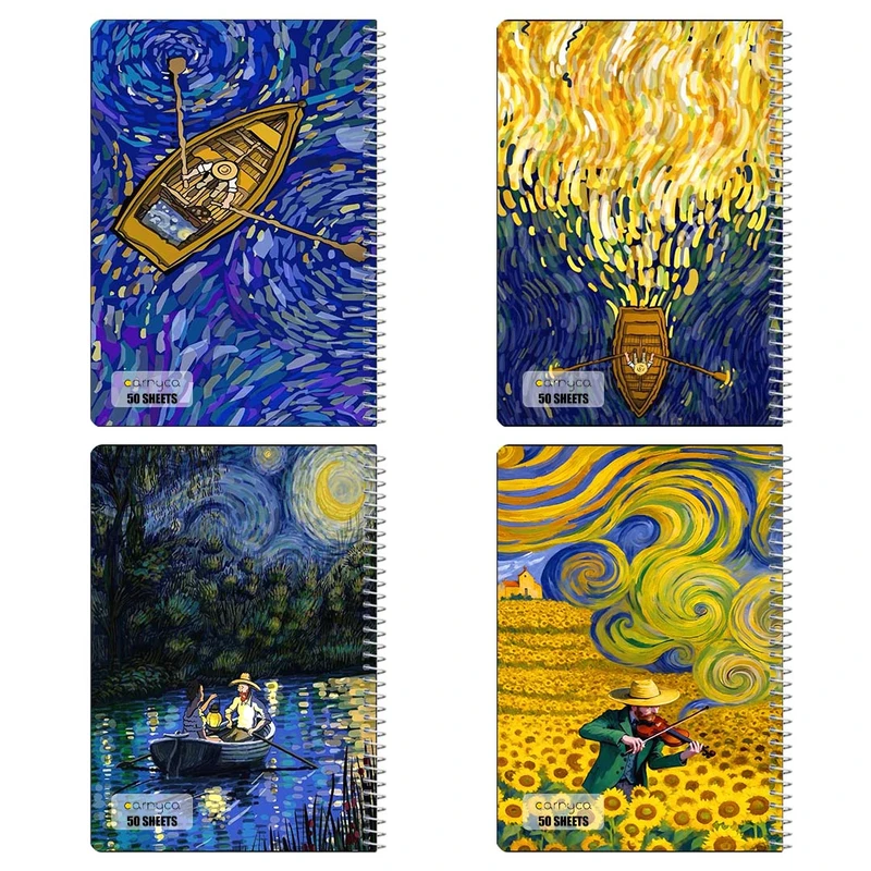 دفتر نقاشي 50 برگ کارنيکا طرح فانتزی ون‌گوگ Van Gogh Fantasy کد 59903 مجموعه 4 عددی