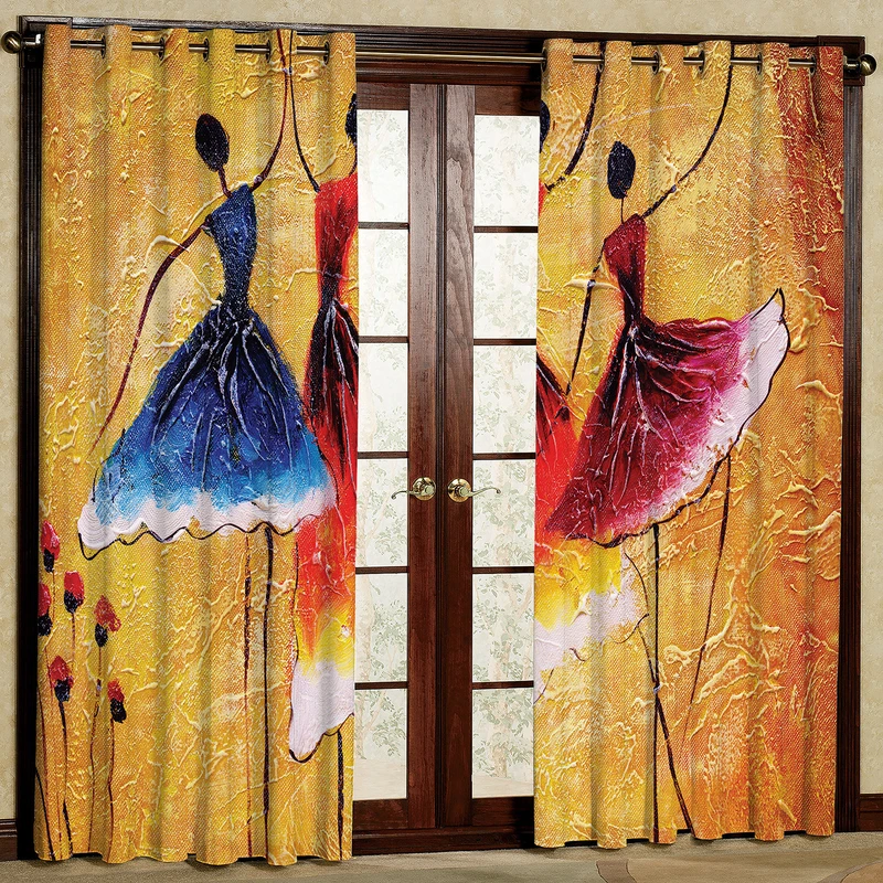 پرده مدل دختر نقاشی مخمل پانچی کد 1368 سایز 140x280 سانتی متر