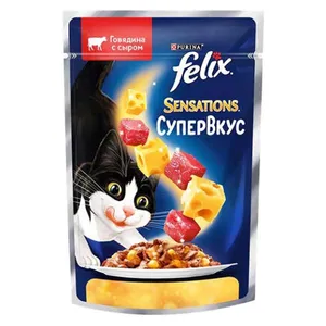 غذای پوچ گربه فلیکس مدل Beef and Cheese Super Flavored Jelly وزن 75 گرم