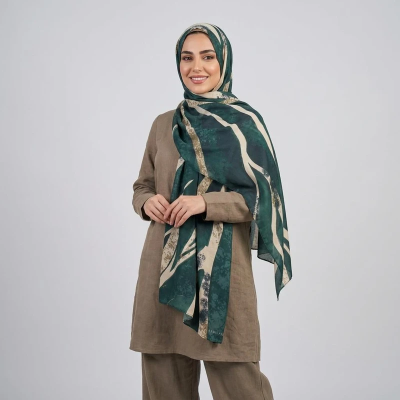 شال زنانه مدل نخی جدید با پترن ماربل کد ana-2835