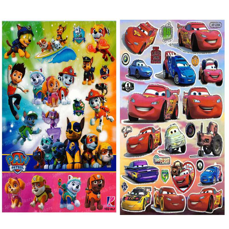 استیکر کودک طرح ماشین مک کویین و سگ نگهبان کد CT222228 مجموعه 2 عددی