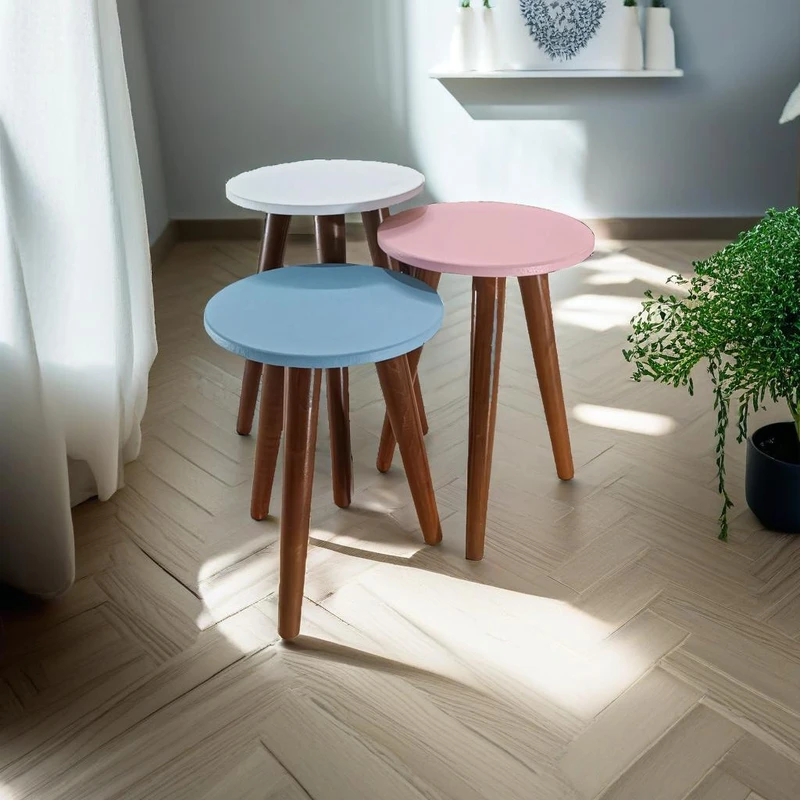 میز عسلی مدل لیون 323 کد 82 مجموعه 3 عددی