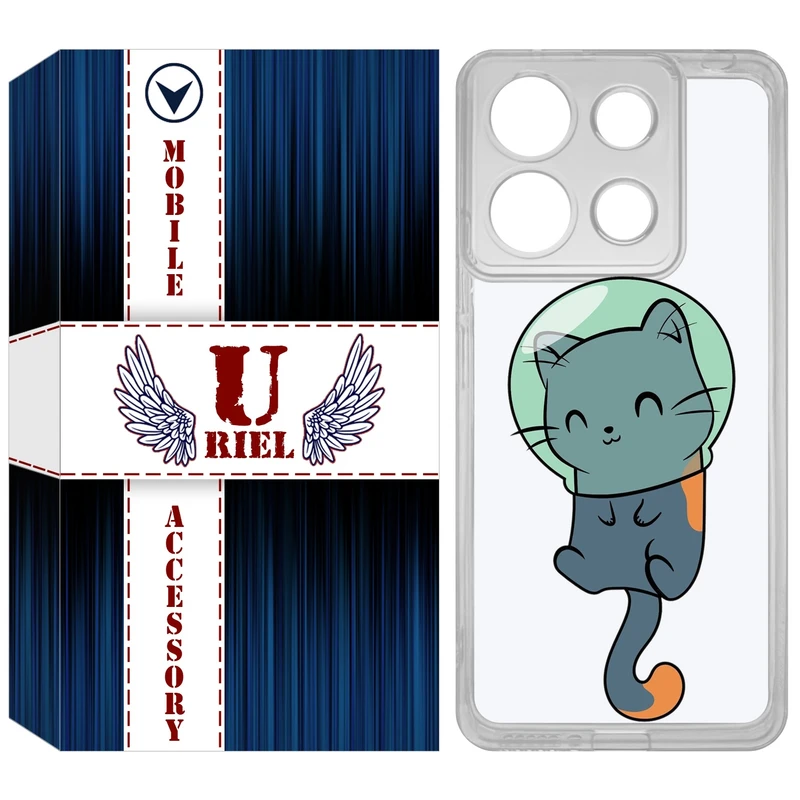 کاور یوریل مدل Clear کد 61 طرح گربه مناسب برای گوشی موبایل شیائومی Redmi Note 13 4G