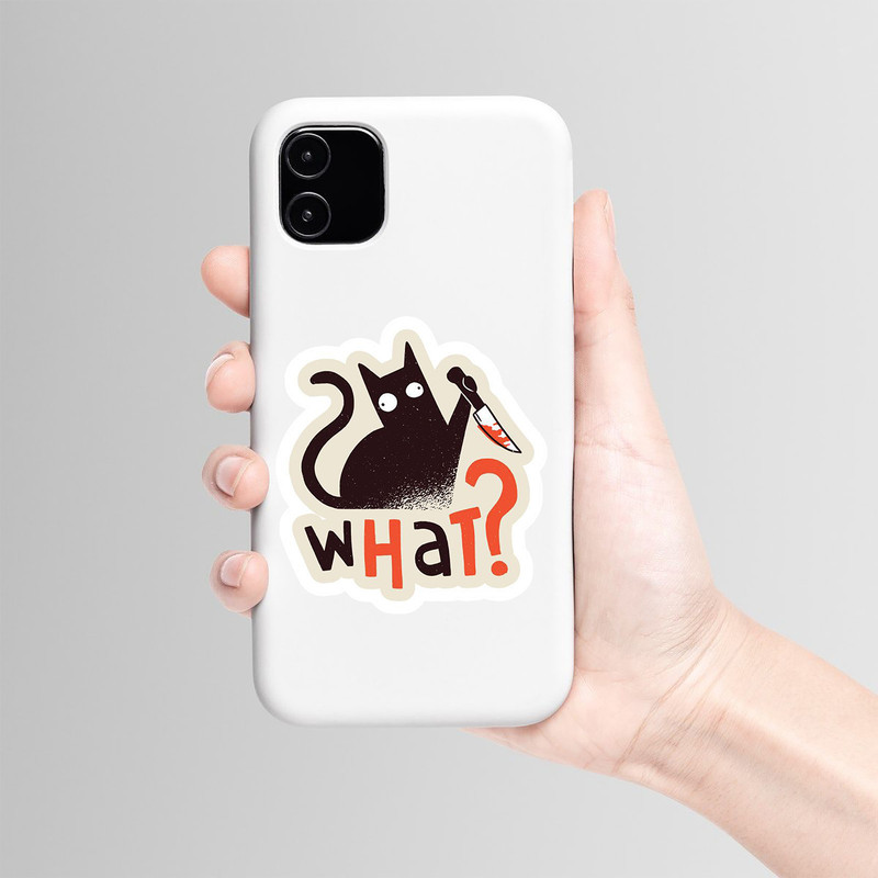 استیکر لپ تاپ و موبایل بووم طرح گربه قاتل مدل What کد MR32