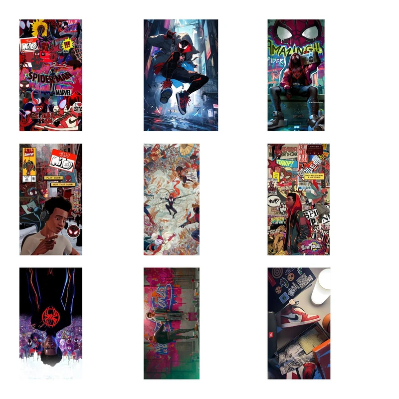 پوستر بوم استیکر طرح اسپایدرمن مدل Miles Morales کد P27 مجموعه 9 عددی