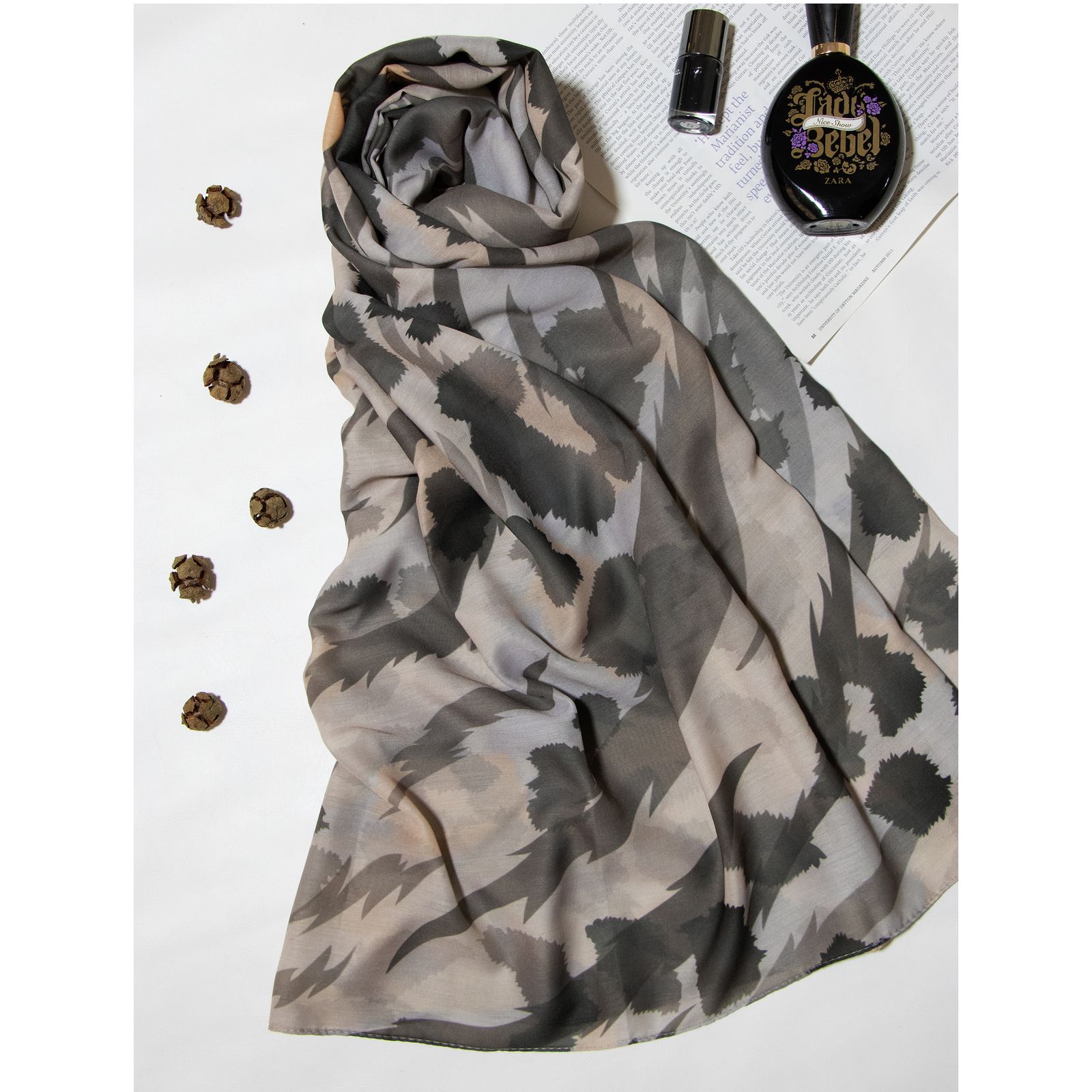 شال زنانه مدل نخی مزونی طرح پلنگی کد ana-1415-1 - - 4