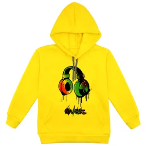 هودی پسرانه مدل هدفون F01 رنگ زرد