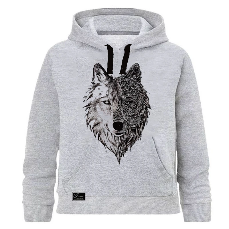 هودی مردانه مدل WOLF کد Jj 034
