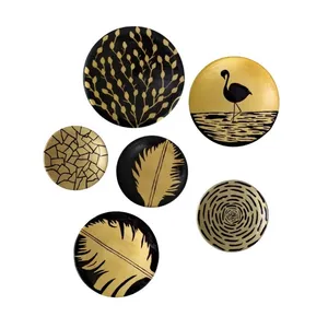 بشقاب دیوارکوب سفالی طرح برگ بسته ۶ عددی