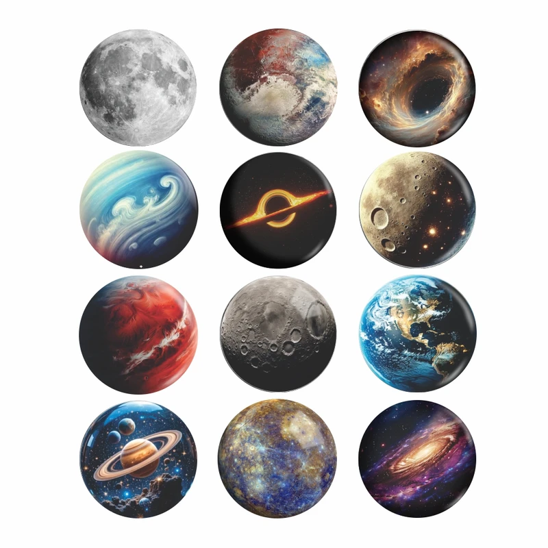 پیکسل مدل سوزنی طرح کهکشان و سیارات بسته 12 عددی