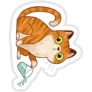 استیکر لپ تاپ طرح cat tipping glass کدST305