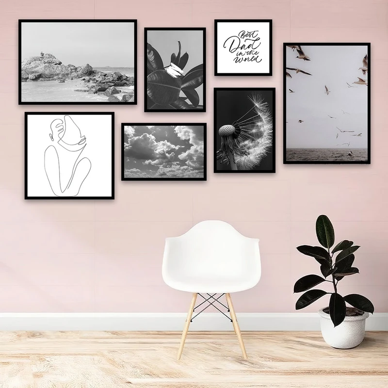 تابلو بکلیت طرح دکوراتیو دریا و قاصدک مدل B-866 مجموعه 7 عددی