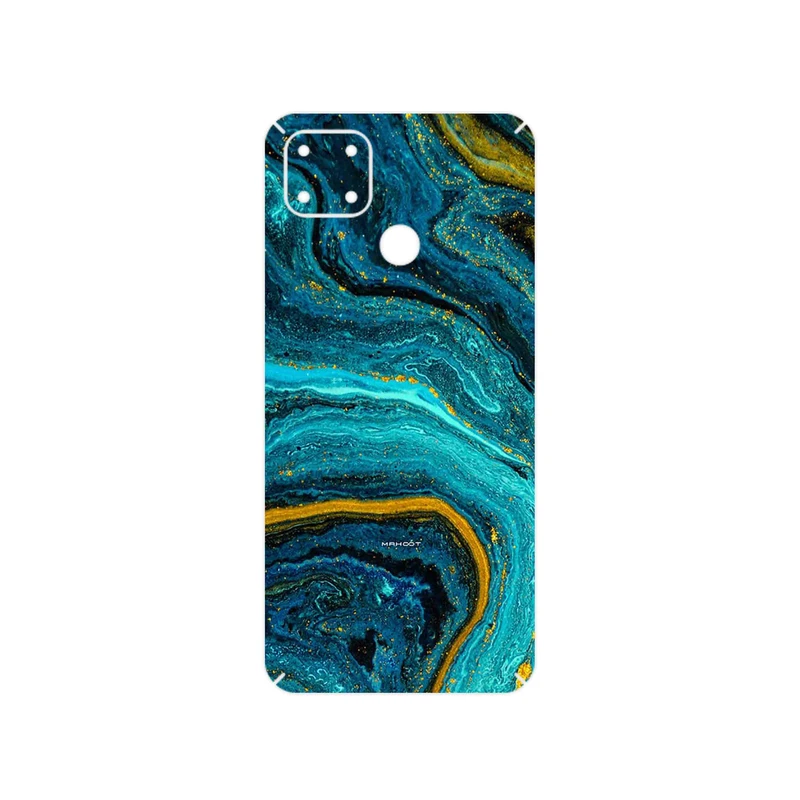برچسب پوششی ماهوت مدل Turquoise marblewith golden streaks مناسب برای گوشی موبایل ریلمی C25s