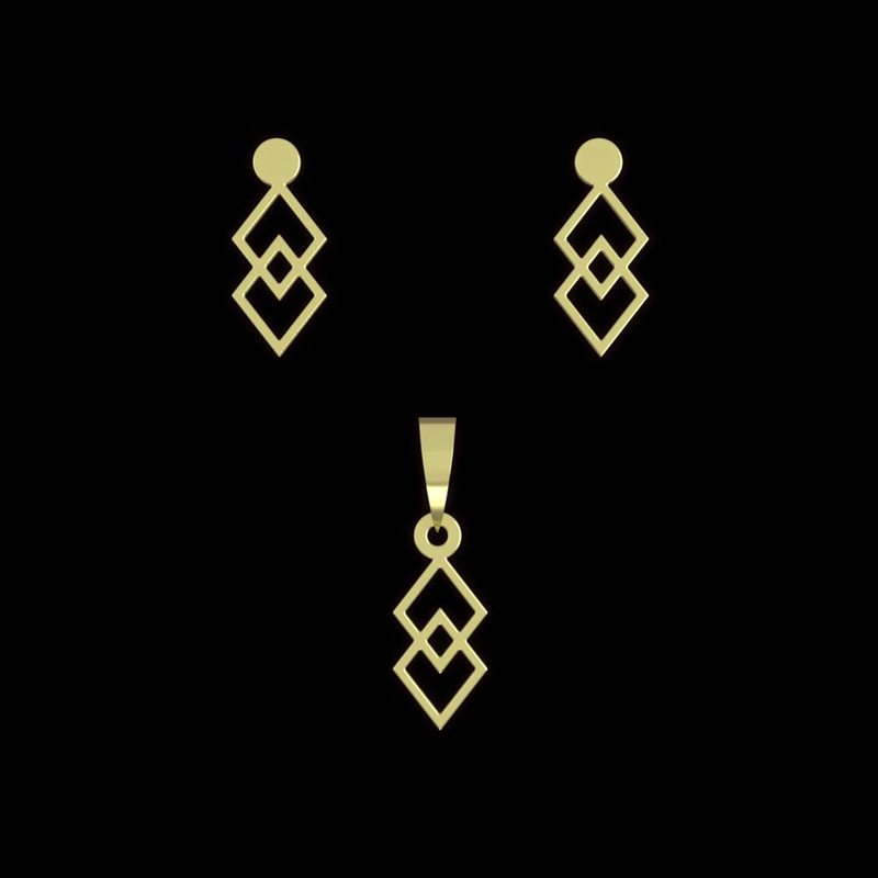 نیم ست طلا 18 عیار زنانه مدوپد مدل دو لوزی کد NA11195